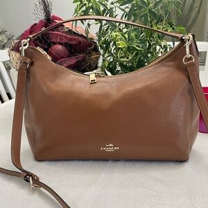 COACH Convertible Hobo" Leather Purse in Saddle Brown
